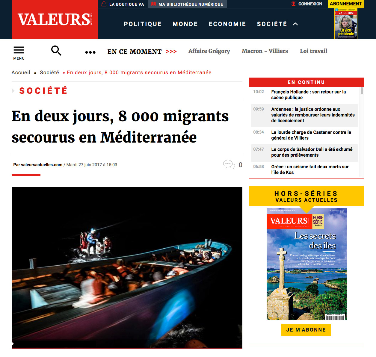 Marco Panzetti's photographs publication in Valeurs